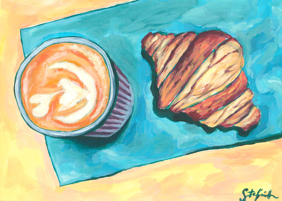 Cafe Latte and Croissant